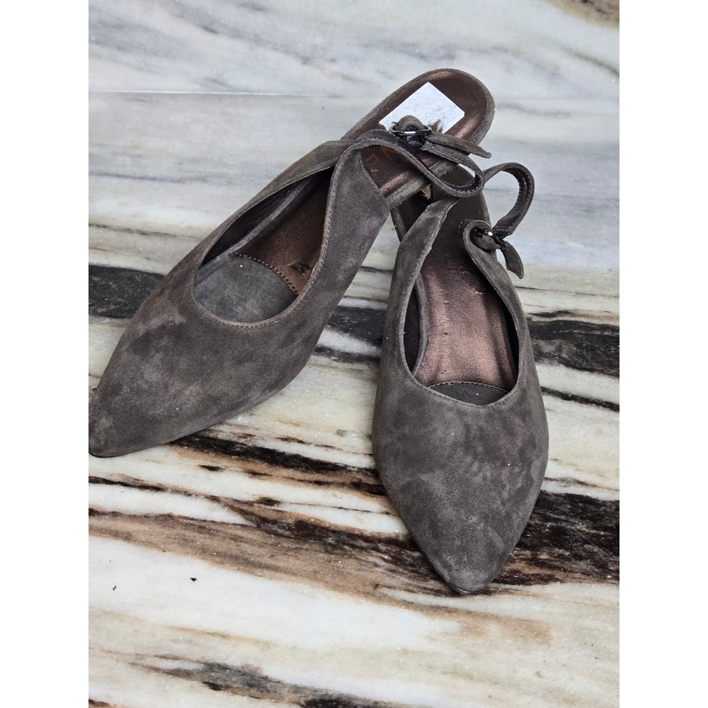 Vaneli Suede Slingback Kitten Heels Pointed‎ Toe Taupe Grey Vero Cuoio Size 6M